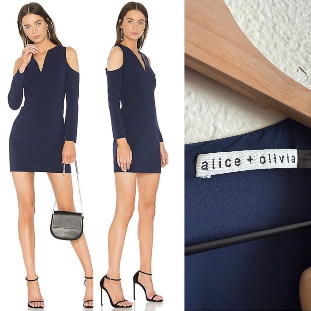 Alice + Olivia Navy Cold Shoulder Dress-Size 0